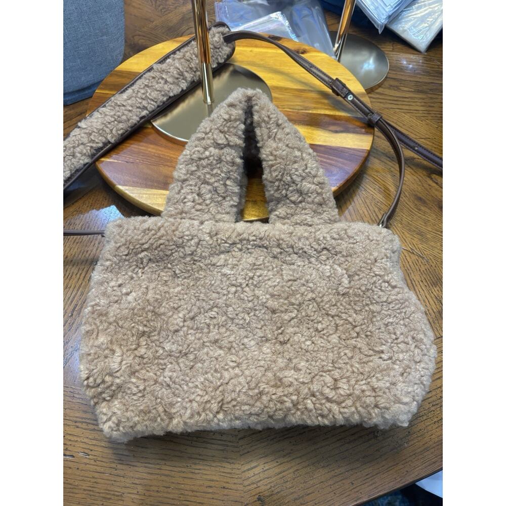Laundry by Shelli Segal Y2K Los Angeles Small Brown Faux Fur Sherpa Crossbody - Picture 12 of 16